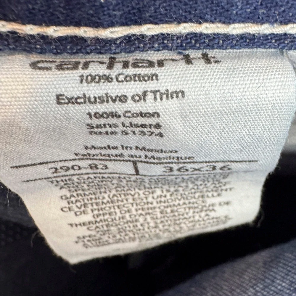 Carhartt FR Flame Resistant Carpenter Jeans Mens 36x36 Blue Denim